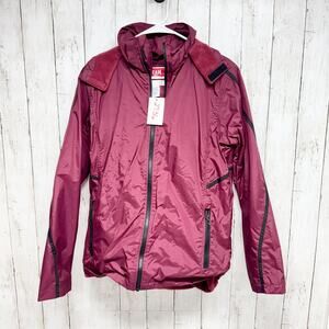 Team 365 Jacket Men Size Small Maroon Full Zip Hooded Fleece Lined Coat Pockets